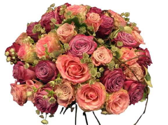 Bouquet di rose stelo corto nei toni del rosa